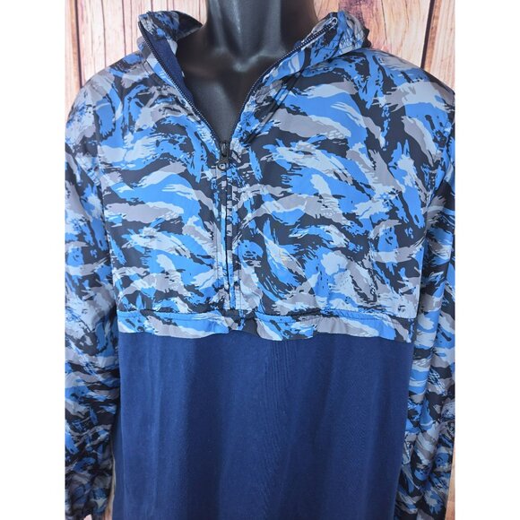 Under Armour Mens Fitted Hoodie Large Blue Camouflage - Picture 3 of 7